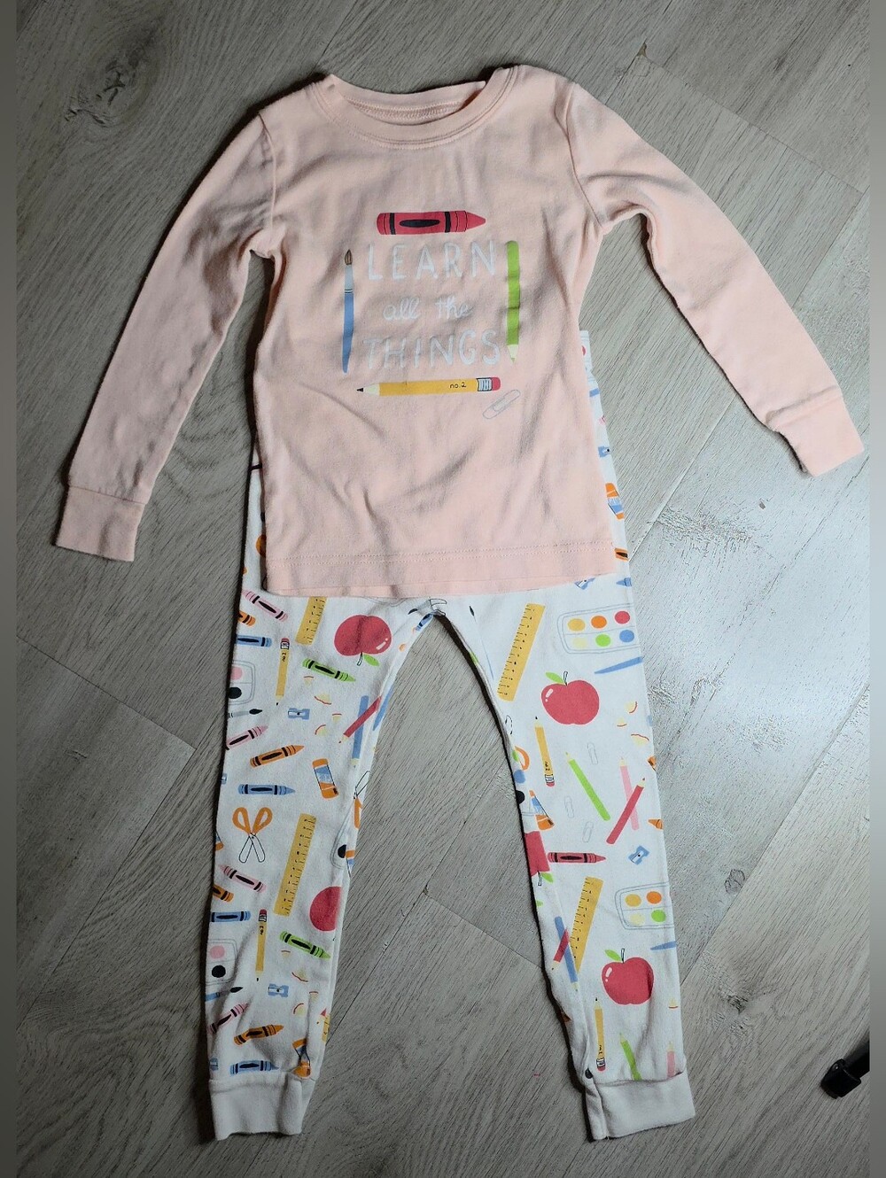 Old Navy Pink 'Learn All The Things' School Print Pajama Set, 5T